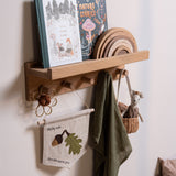 Signature Wall Shelf with Pegs - Solid Oak